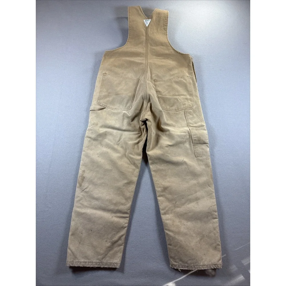 VTG OshKosh Vestbak Overalls 36x30 Duck Canvas Quilt Lined USA Made Double Knee‎